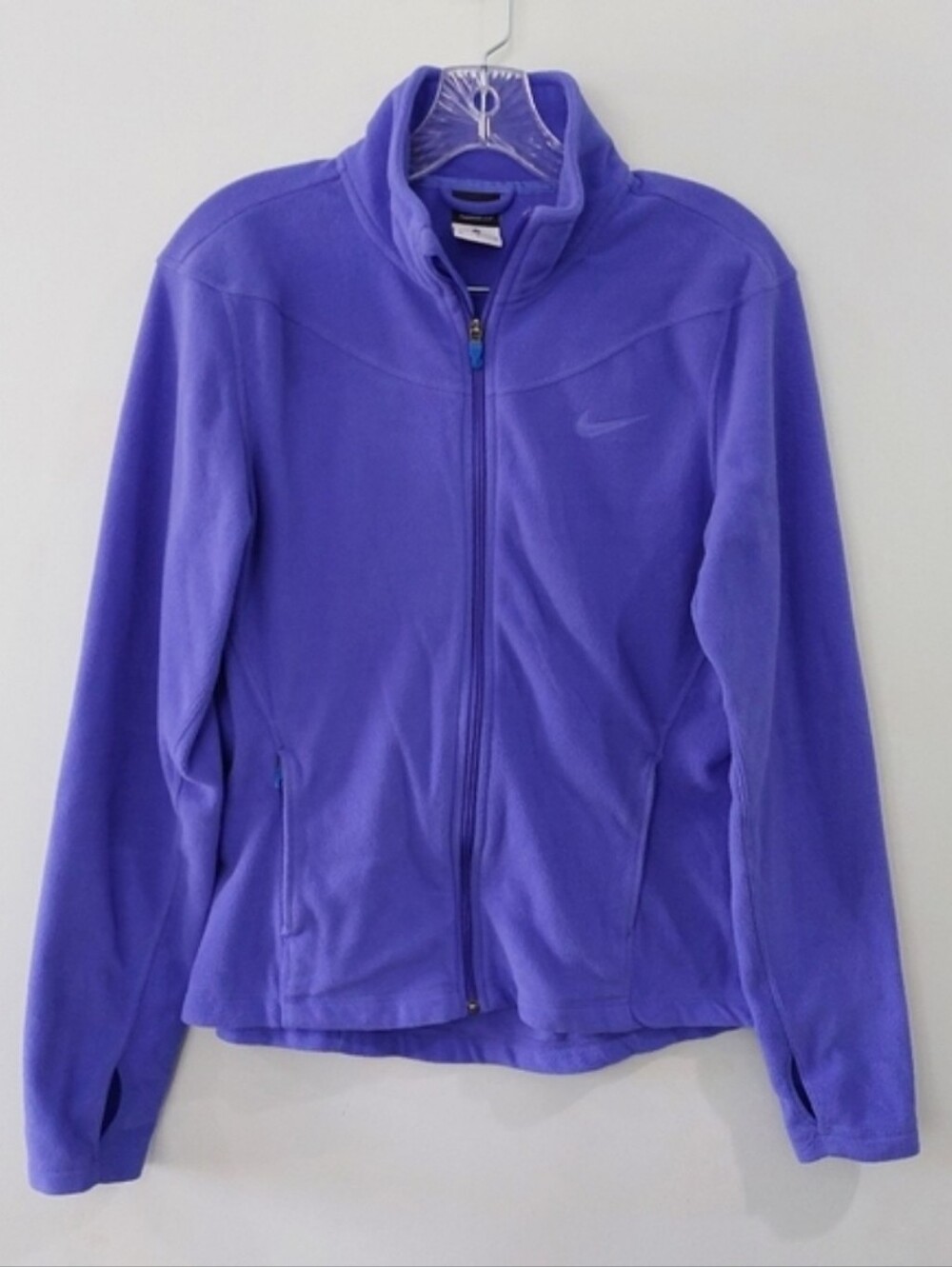 Nike Fleece Jacket Medium Therma-Fit Purple Full Zip Pockets Logo